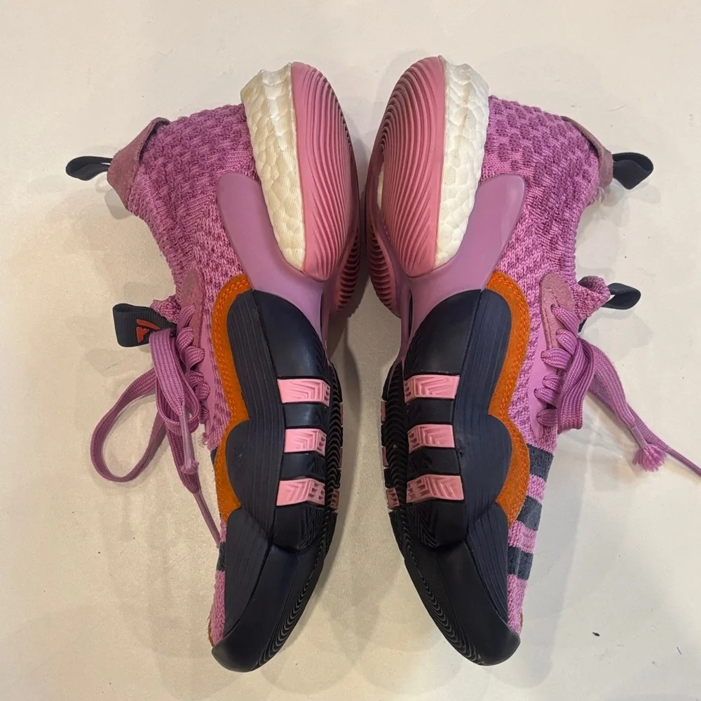 Vibrant Lilac and Black Sneakers with Orange Accents Trae 2 Basketball Sneakers